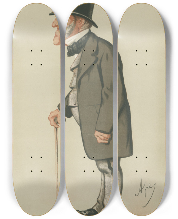 Triptych art skateboard deck of Carlo Pellegrini Politicians Foreign Policy Lord Hammond June 19 1875 by Carlo Pellegrini (1839-1889)