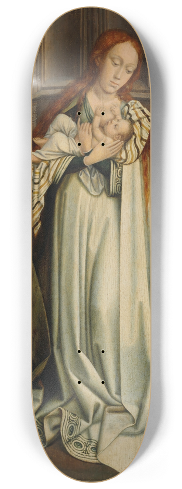 Follower of Robert Campin - The Virgin and Child in an apse 8.25 inch art skate deck