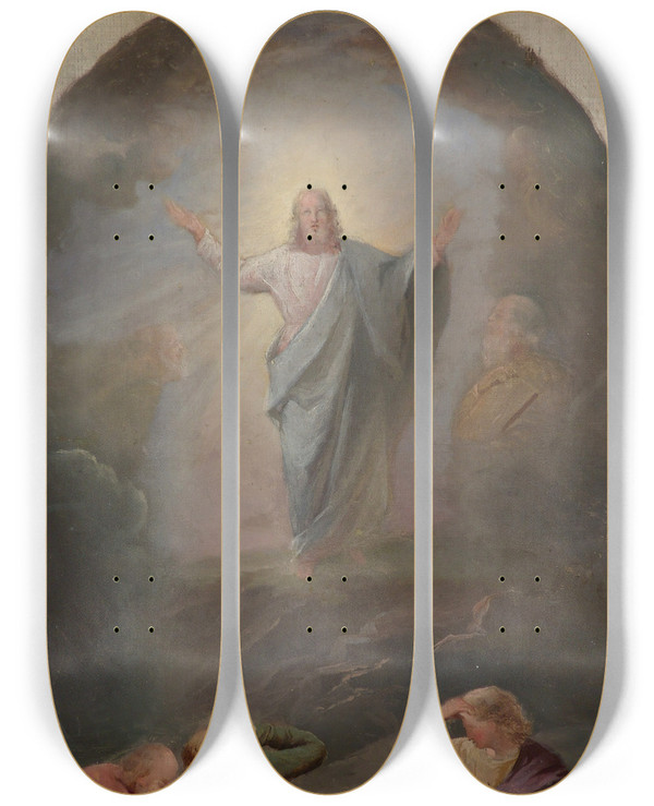 Triptych art skateboard deck of Berndt Abraham Godenhjelm Glory Of Christ by Berndt Abraham Godenhjelm (1799-1881)