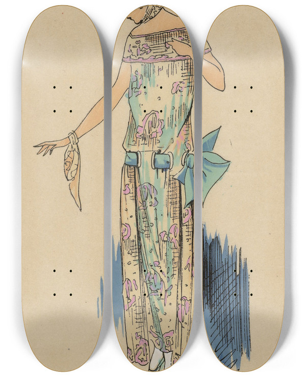 Triptych art skateboard deck of Gp Joumard Dentelle De Racine by G-P. Joumard (19-)