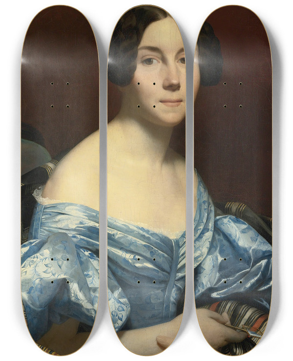 Triptych art skateboard deck of Ary Scheffer Portrait Of A Lady by Ary Scheffer (1795-1858)