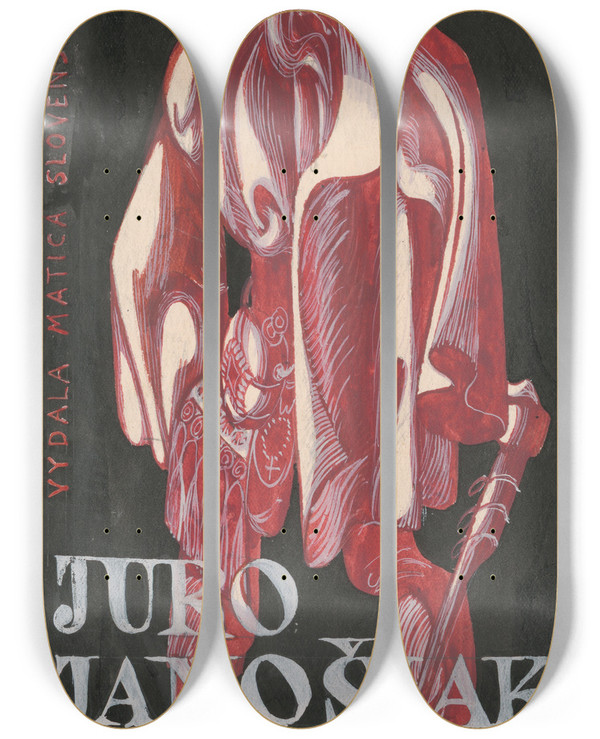 Triptych art skateboard deck of Jn Novk Cover Design For Tefan Grfs Book Jur Jnoiak_1 by Jan Novak (1921-1944)