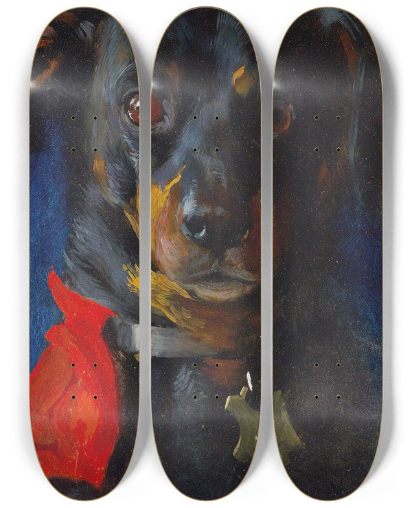 Triptych art skateboard deck of Richard Mauch The Red Bow by Richard Mauch (1874-1921)
