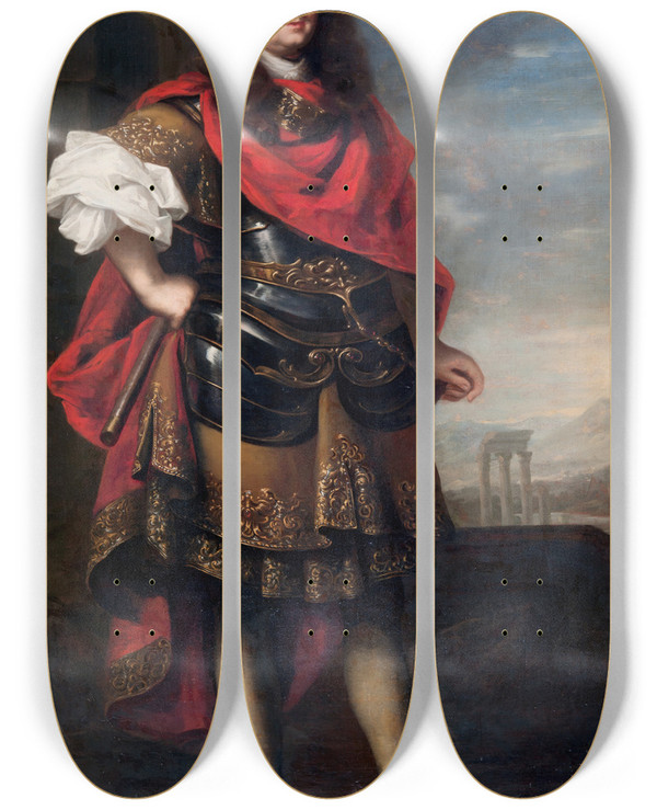 Triptych art skateboard deck of David Klcker Ehrenstrahl Baron Bengt Horn As A Roman General by David Klocker Ehrenstrahl (1628-1698)