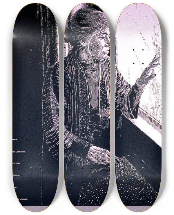 Triptych art skateboard deck of National Institutes Of Health Urinary Incontinence In Adults by National Institutes Of Health (1887)