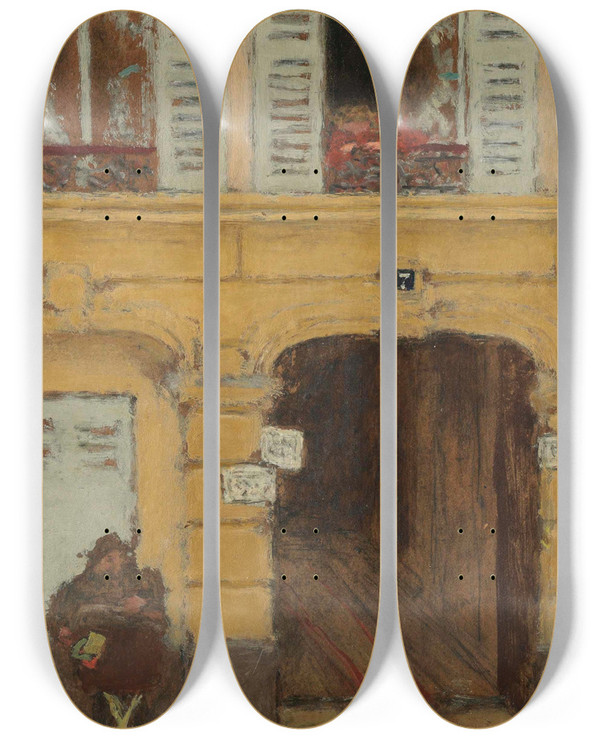 Triptych art skateboard deck of Pierre Bonnard Lorgue De Barbarie Ou Le Joueur Dorgue by Pierre Bonnard (1867-1947)