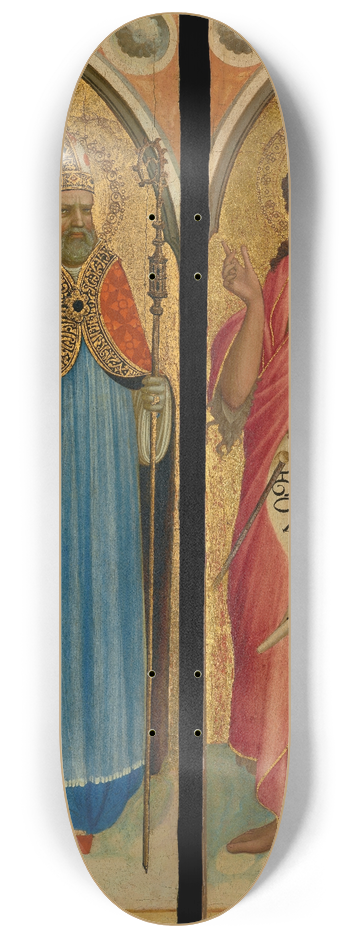 Fra Angelico - Saint Francis and a Bishop Saint, Saint John the Baptist and Saint Dominic 8.25 inch art skate deck