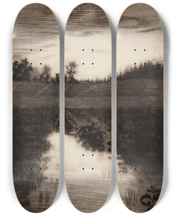 Triptych art skateboard deck of Torsten Wasastjerna Vetooja by Torsten Wasastjerna (1863-1924)