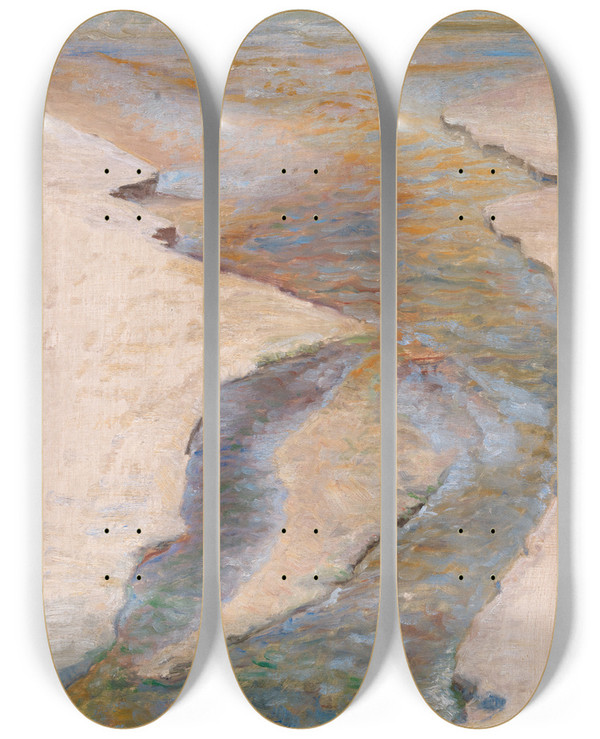 Triptych art skateboard deck of Suzette Holten Mouth Of The Stream by Suzette Holten (1863-1937)