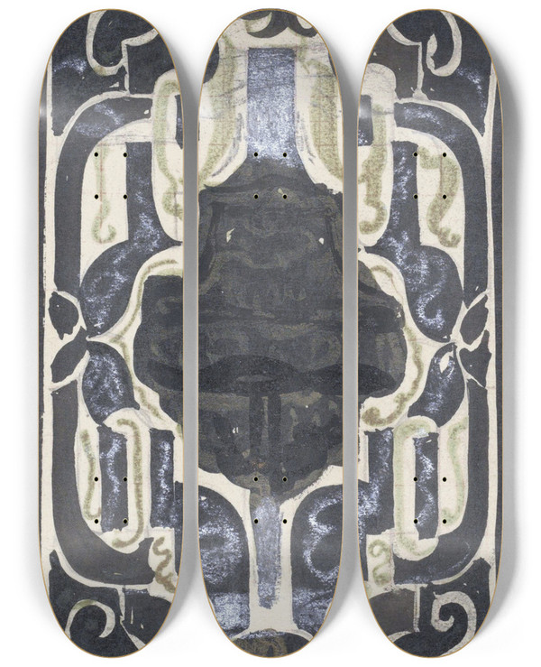 Triptych art skateboard deck of Carel Adolph Lion Cachet Ontwerp Voor Ex Libris Van Dj Goedkoop by Carel Adolph Lion Cachet (1864-1945)