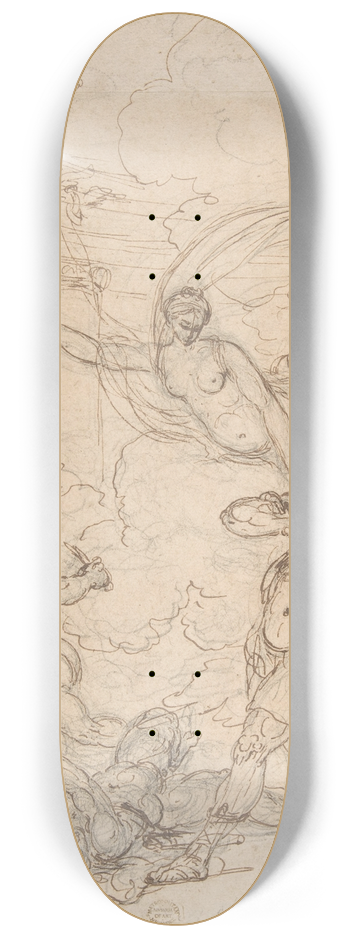 Francesco Albani - Goddess Inciting a Warrior 8.25 inch art skate deck