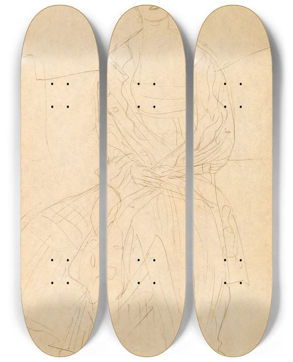 Triptych art skateboard deck of Gustav Klimt Margaret Stonboroughwittgenstein Sitzend Studie by Gustav Klimt (1862-1918)