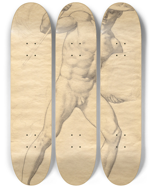 Triptych art skateboard deck of Kenyon Cox Mercury by Kenyon Cox (1856-1919)