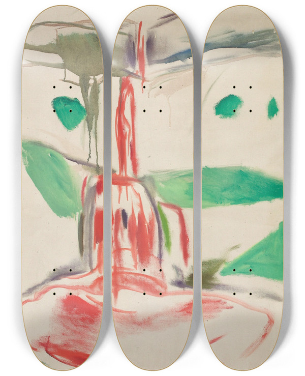 Triptych art skateboard deck of Edvard Munch Blood Waterfall by Edvard Munch (1863-1944)
