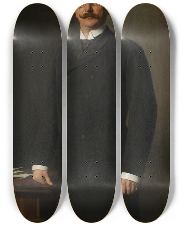 Triptych art skateboard deck of Sigmund Lallemand Minister Paul Gautsch Freiherr Von Frankenthurn 18511918 by Sigmund Lallemand (1840-1910)