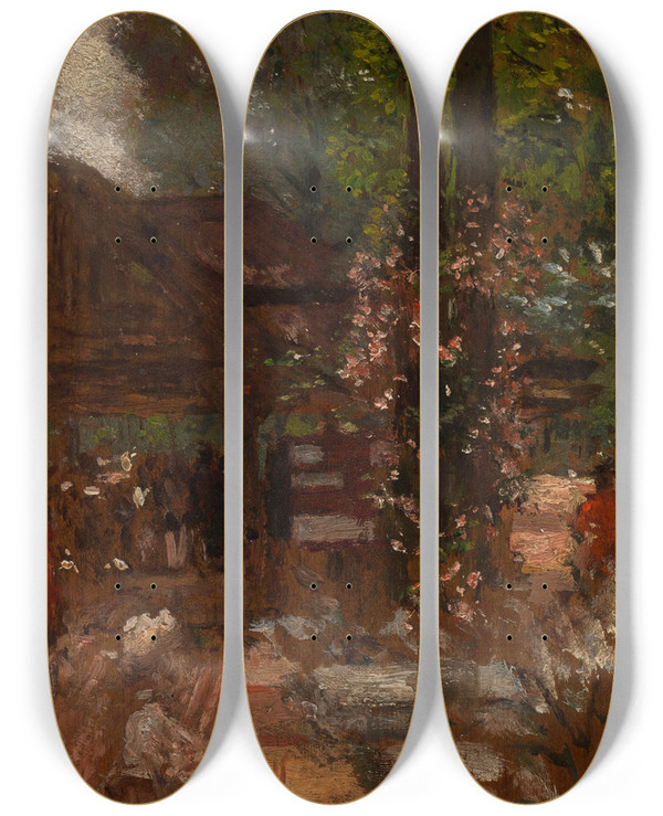 Triptych art skateboard deck of Henri Gervex Tude Pour Le Cercle De Lle De Puteaux_2 by Henri Gervex (1852-1929)
