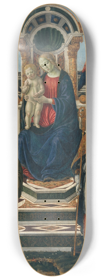 Francesco Botticini - Madonna and Child Enthroned with Saints and Angels 8.25 inch art skate deck
