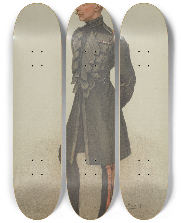 Triptych art skateboard deck of Leslie Matthew Ward Royalty The Duke Of Teck May 29 1902 by Leslie Matthew Ward (1851-1922)
