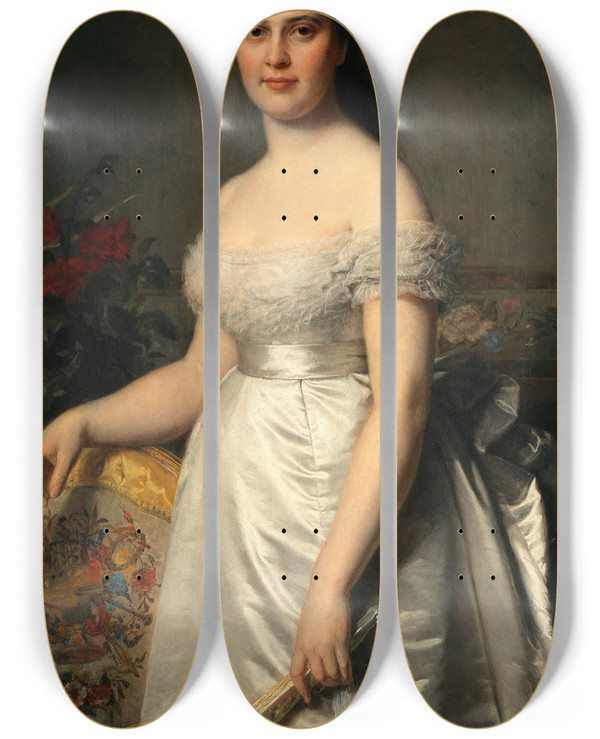 Triptych art skateboard deck of Eugen Felix Portrait Of The Opera Singer Adelina Patti 18431919 by Eugen Felix (1837-1906)