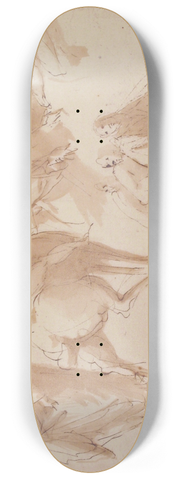 Francesco Curia - Figure Studies; Warrior on Horseback, and Groups of Standing Female Figures 8.25 inch art skate deck