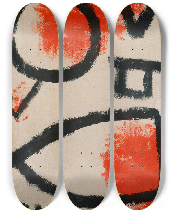 Triptych art skateboard deck of Paul Klee Alea Jacta by Paul Klee (1879-1940)