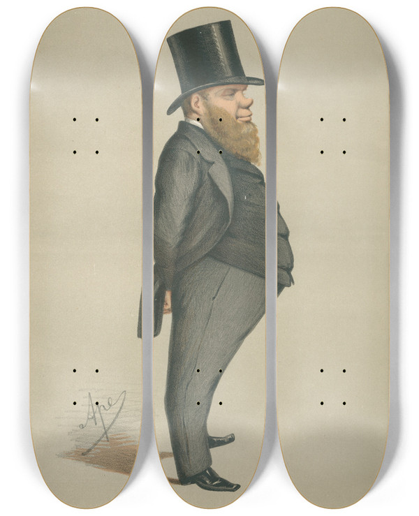 Triptych art skateboard deck of Carlo Pellegrini Politicians An Irish Wit And Solicitorgeneral Mr Richard Dowse March 25 1871 by Carlo Pellegrini (1839-1889)