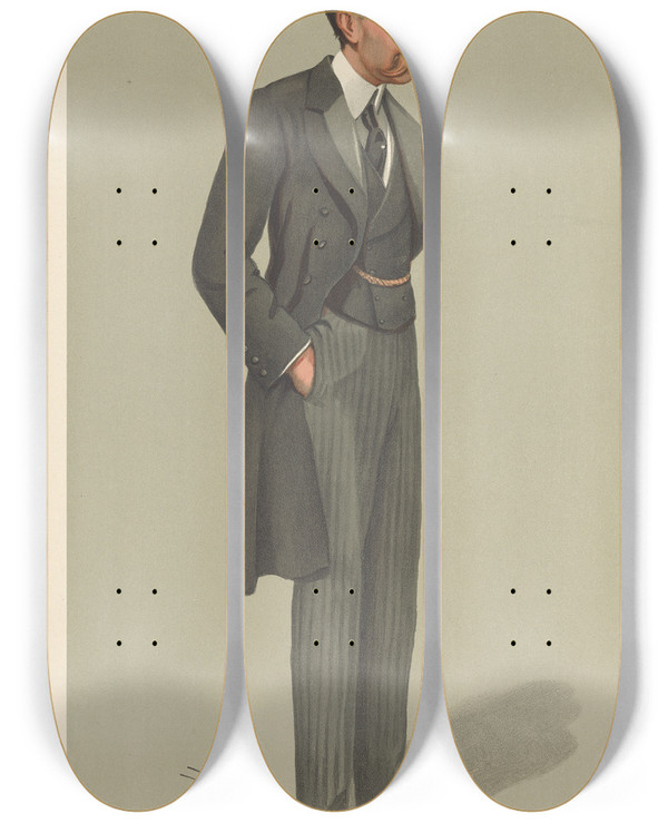Triptych art skateboard deck of Leslie Matthew Ward Washington The Rt Hon Sir Michael Henry Herberg 15 Jan 1903 by Leslie Matthew Ward (1851-1922)