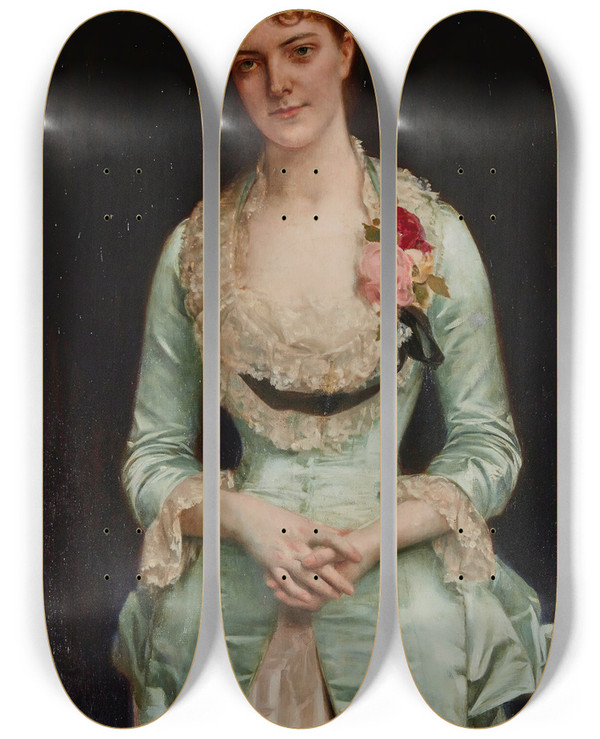 Triptych art skateboard deck of Alexandre Cabanel Portrait Of Miss Matthews by Alexandre Cabanel (1823-1889)
