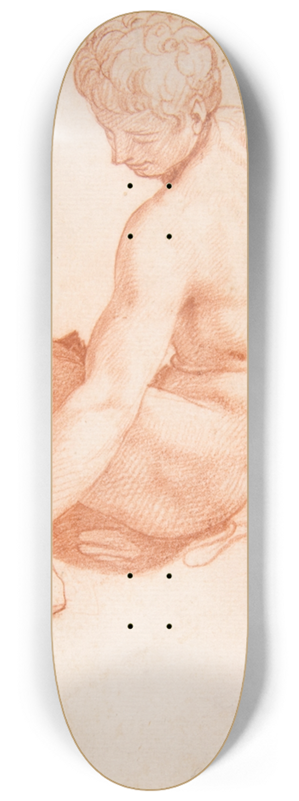 Francesco de' Rossi - Seated Male Nude 8.25 inch art skate deck