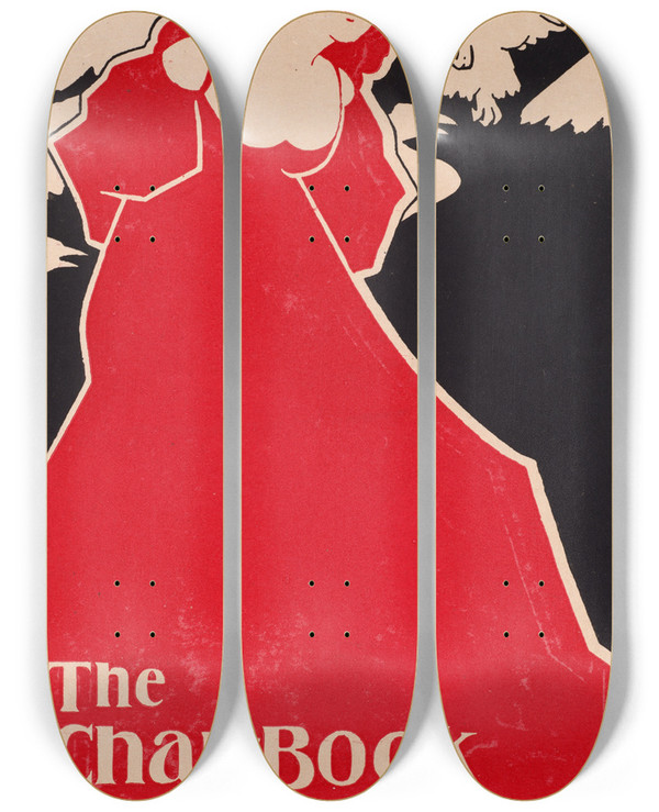 Triptych art skateboard deck of Frank Hazenplug The Chapbook_2 by Frank Hazenplug (1873-1931)