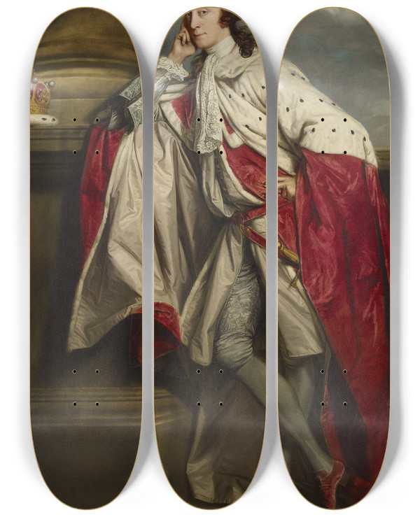 Triptych art skateboard deck of Sir Joshua Reynolds James 7Th Earl Of Lauderdale by Sir Joshua Reynolds (1723-1792)