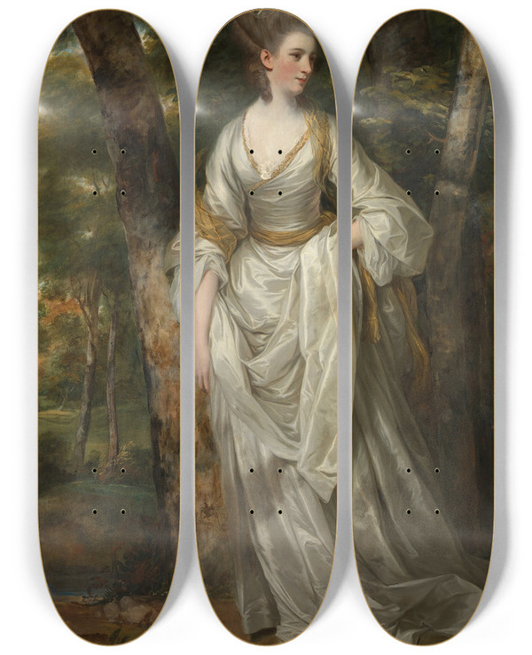 Triptych art skateboard deck of Sir Joshua Reynolds Mrs Elizabeth Carnac by Sir Joshua Reynolds (1723-1792)