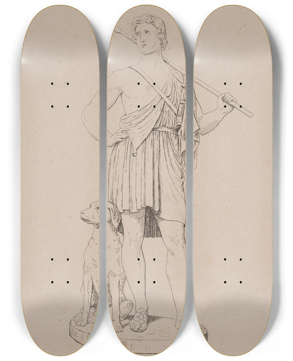 Triptych art skateboard deck of Ludvig August Smith Jgeren by Ludvig August Smith (1820-1906)