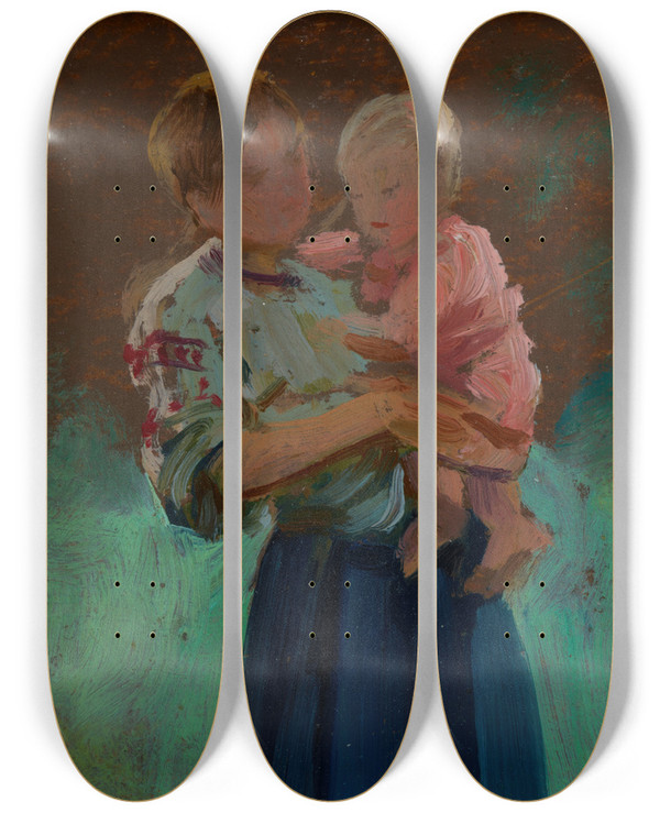 Triptych art skateboard deck of Ambroy Sabatowski Nanny by Ambrozy Sabatowski (1871-1920)