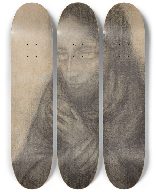 Triptych art skateboard deck of George Minne Christ by George Minne (1866-1941)