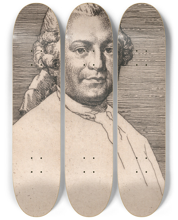 Triptych art skateboard deck of William Strang Portrait Of Lessing by William Strang (1859-1921)