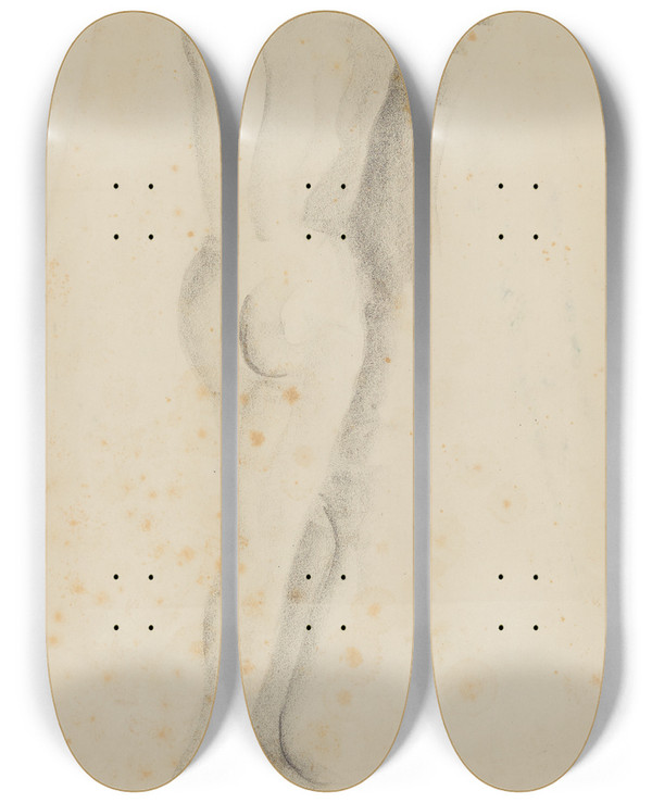 Triptych art skateboard deck of Anny Dollschein Rckenakt by Anny Dollschein (1893-1946)