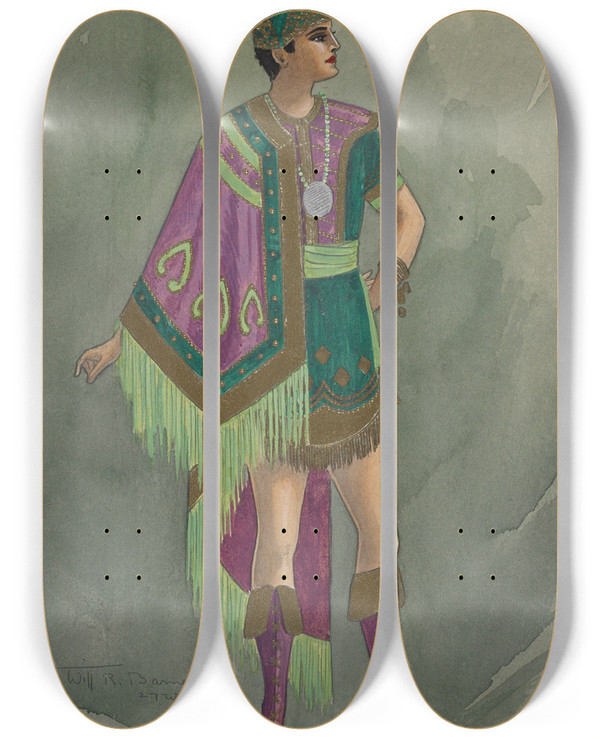 Triptych art skateboard deck of Will R Barnes Untitled_17 by Will R Barnes (1939)