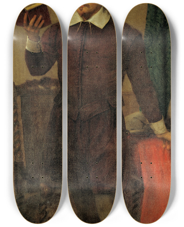 Triptych art skateboard deck of William Page Shakespeare Reading by William Page (1811-1885)