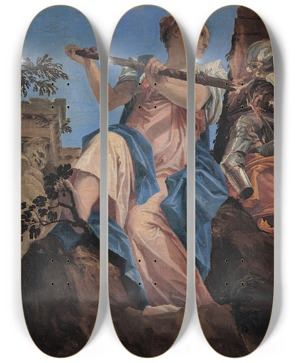 Triptych art skateboard deck of Paolo Veronese The Peace by Paolo Veronese (1528-1588)