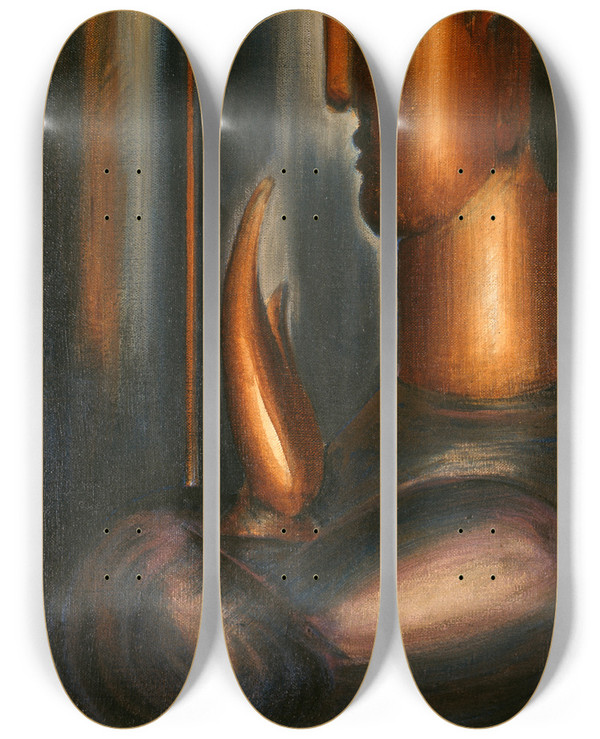 Triptych art skateboard deck of Oskar Schlemmer Before The Mirror by Oskar Schlemmer (1888-1943)