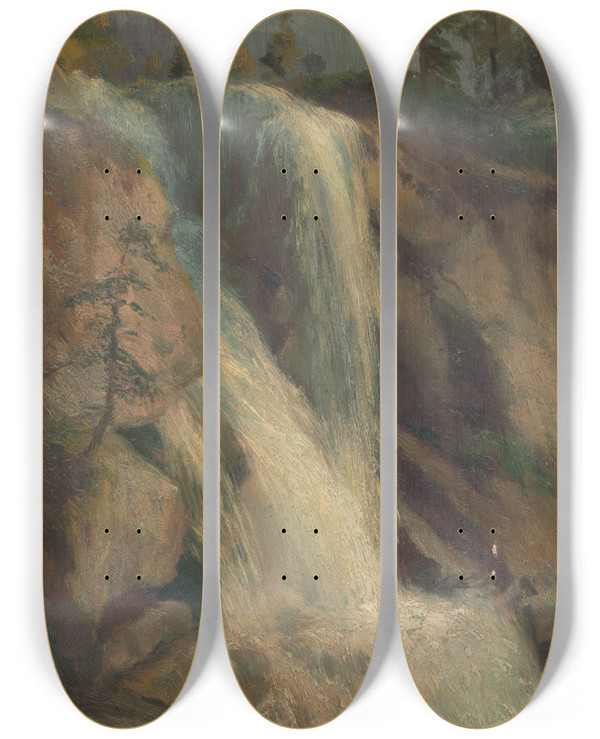 Triptych art skateboard deck of Udovt Ordk Waterfall by udovt ordk (1865-1937)