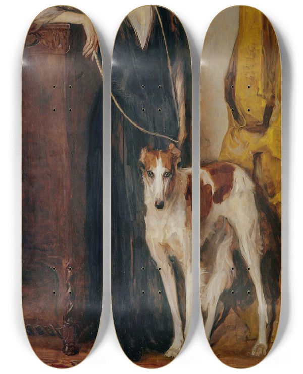 Triptych art skateboard deck of John Quincy Adams Kitty Baronin Rothschild by John Quincy Adams (1874-1933)