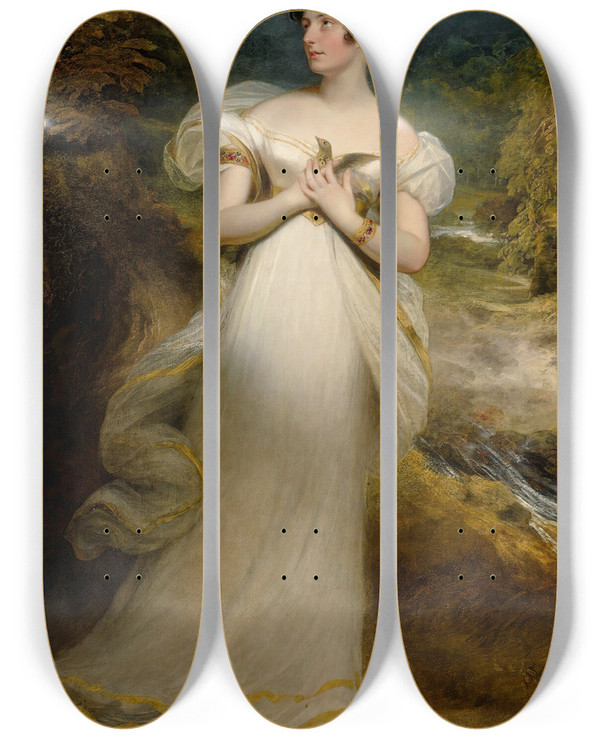 Triptych art skateboard deck of Sir William Beechey Portrait Of Miss Mary Payne by Sir William Beechey (1753-1839)