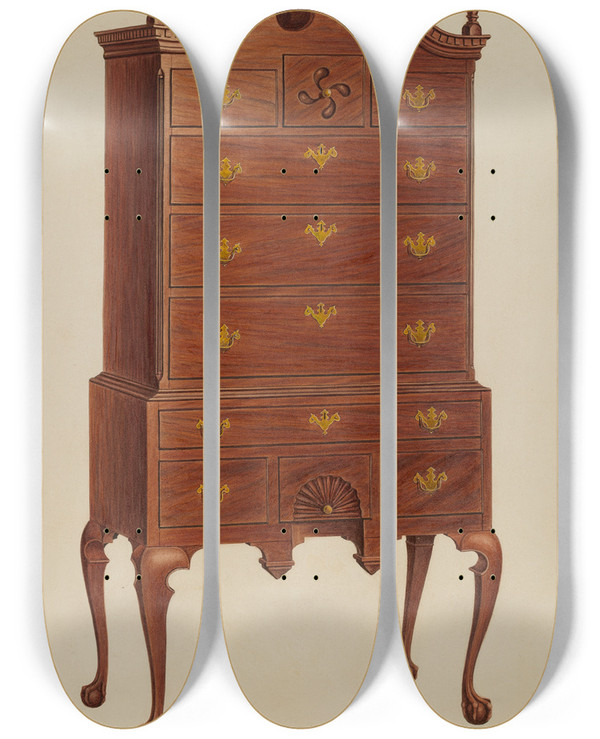 Triptych art skateboard deck of Lorenz Rothkranz Highboy by Lorenz Rothkranz