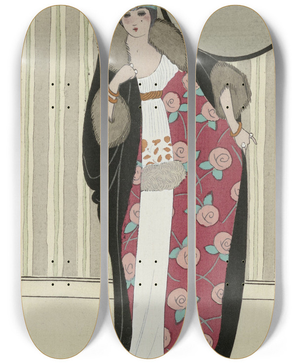 Triptych art skateboard deck of George Barbier Journal Des Dames Et Des Modes The Fashion Illustrators_2 by George Barbier (1882-1932)