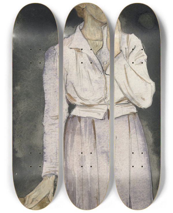 Triptych art skateboard deck of Richard Nicolas Roland Holst Staande Vrouw_1 by Richard Nicolaus Roland Holst (1868-1938)