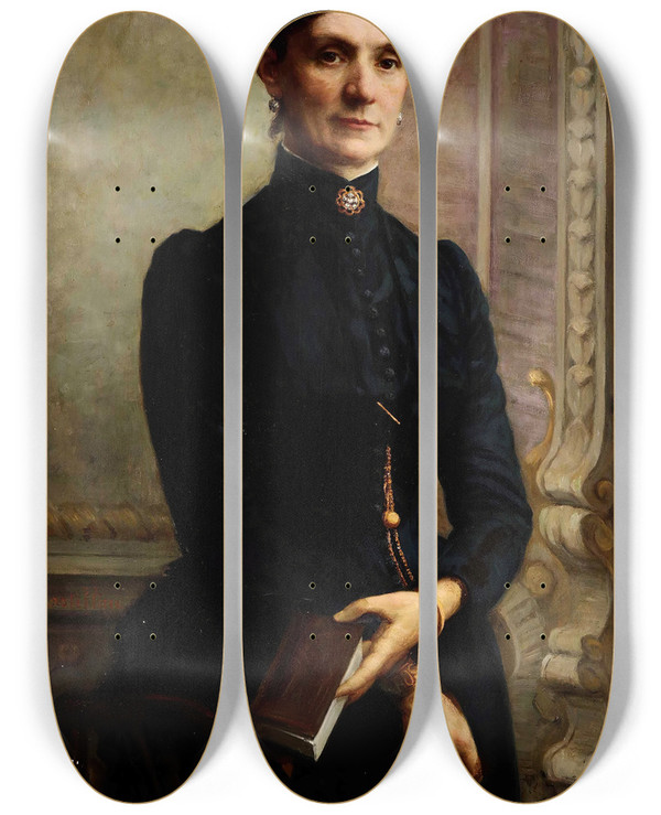 Triptych art skateboard deck of Giovanni Maria Rastellini Portrait Of A Lady by Giovanni Maria Rastellini (1869-1927)