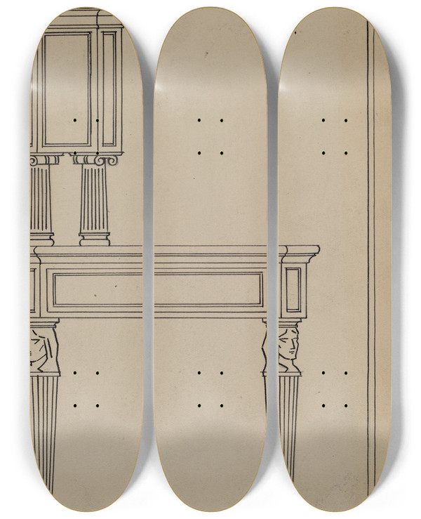 Triptych art skateboard deck of Frank Wenger Desk_4 by Frank Wenger (20-)