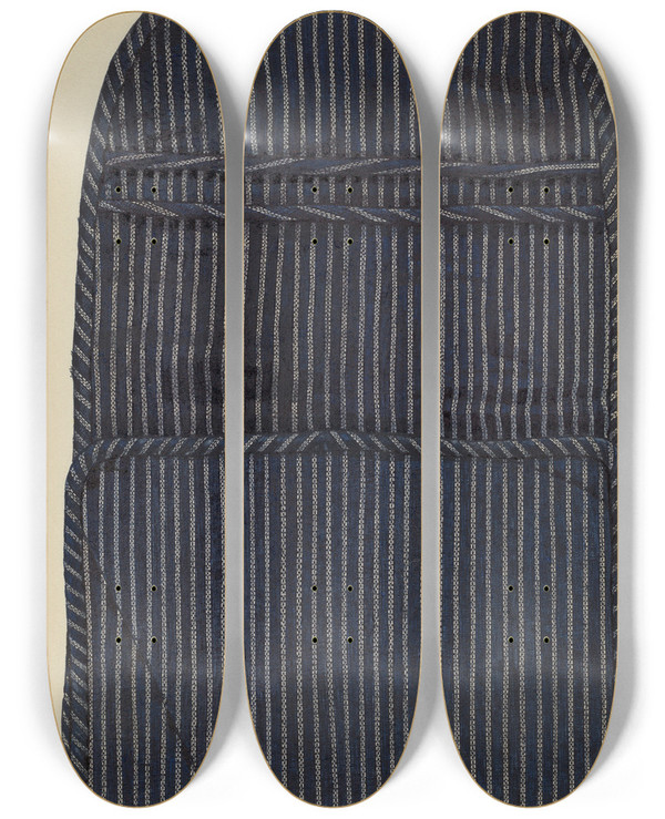 Triptych art skateboard deck of Betty Fuerst Shaker Case by Betty Fuerst